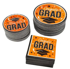 As-add-77315 Ne-as Congrats Grad - Way To Go Orange Color Party Tableware Kit For 100 Guests #315