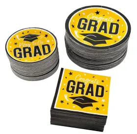 As-add-77320 Ne-as Congrats Grad - Way To Go Yellow Color Party Tableware Kit For 100 Guests #320