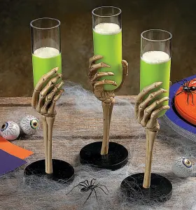 As-be-3330 Ne-as 12pc Skeleton Hand Tall Skinny Halloween Fluted Drink Cups 8 Inch H Plastic 2oz #3330