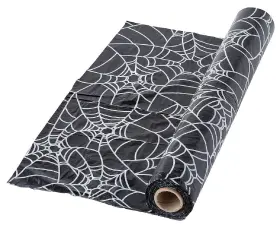 As-be-8764 Ne-as Black Spiderweb Print Plastic Table Cover Halloween Party Roll 100ft X 40 Inch #764