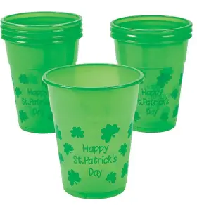 As-cc-80 Ne-as 50-pc Happy St Patricks Shamrock Print Green Plastic Disposable Cups 16oz #3 80