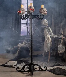 As-mr123502 Ne-as Lighted Skull Candles Chandelier Stands Hangs Or Table Halloween Prop 5-ft #502