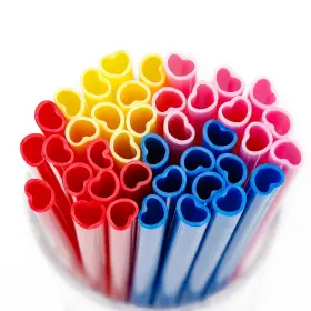 Straws-03 Neatnsharp 60 Pack Plastic Heart Straws For Drinking - Individually Wrapped H