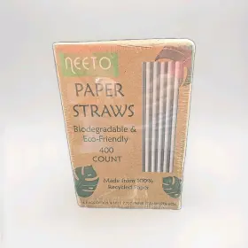Neeto 075383775043 Paper Straws Biodegradable Eco-friendly 400 Count White 7.75 Inch Freeshipping