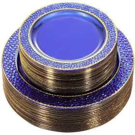 Nervure 664111759587 102pcs Blue Plastic Plates Disposable Party Include 51pcs 10.25inch