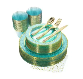 Ey01 Nervure 175pcs Clear Green Plastic Plates - Gold Include 25 Di