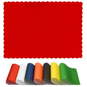 43224-211 Netko Paper Placemats For Dining Table Inch Disposable Scalloped Edges Color 50 Red