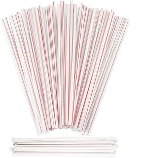 Netko 789692375039 Plastic Drinking Red And White Straws - Extra Long Striped Individually Wrapped S
