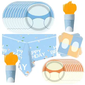 Nf Orange 712110678382 81pcs Blue Dog Party Tableware Set Decoration Birthday P