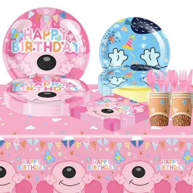 Nf Orange 712110962023 81pcs Pink Dog Party Tableware Set Decoration Blue Birthd