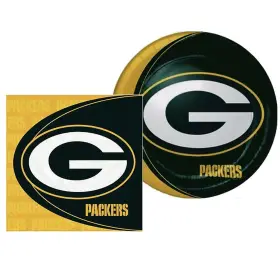 1dpl7211 Nfl Green Bay Football Lunch Plate And Dinner Napkins Party Package For 8 Guests New