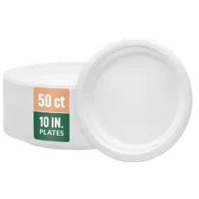 Nicole Home Collection 763615002028 100% Compostable Heavy Duty 10 Inch Disposable Paper Plates Bagasse Biodegradable