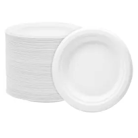 Nicole Home Collection 763615002097 On Compostable Heavy Duty 6 Inch Disposable Paper Plates 100% Bagasse Biodegradable