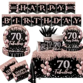 Nifestyle 770642457240 70th Birthday Tableware Decorations For Women 142pcs Happy
