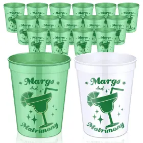 Ninehaoou-sii-0525 Ninehaoou 16 Pack Margs And Matrimony Bachelorette Party Cups Supplies