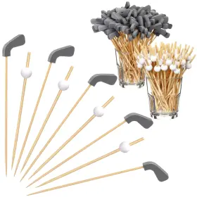 Ninehaoou-sii-0526 Ninehaoou 200 Pcs Golf Cocktail Picks 4.7 Inch Toothpicks For Appetizers Club Dri
