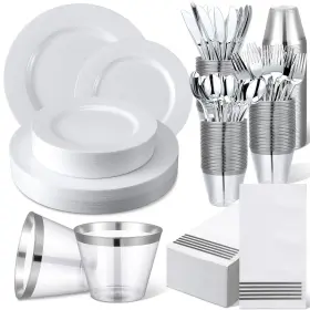 Yur-nitial-79 Nitial 420 Pcs 60 Guests Plastic Plates Dinnerware Sets And Napkins