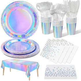 Nkaiso 977225870388 141 Pcs Colour Silver Party Supplies 20 Guests Decorations Paper