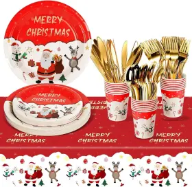 Cj-01 Nkaiso 141 Pieces Christmas Party Dinnerware Set Paper Plates B