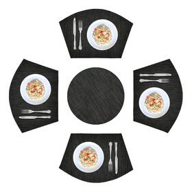 No Applicable 665270347691 5pcs Round Placemats Wedge Place Mats Sets With 18 X 12 Inches Black