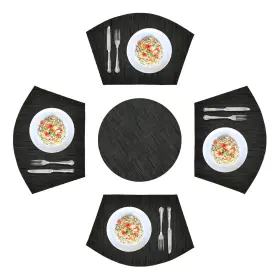 No Applicable 665270347691 5pcs Round Placemats Wedge Place Mats Sets With 18 X 12 Inches Black