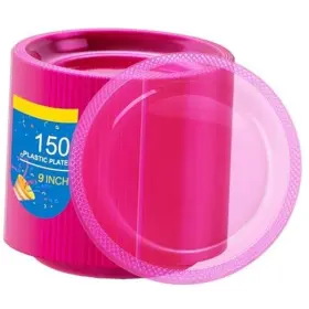 Wl150xs-9cmx No Neon Pink Party Plates 9 Inch -150 Count 9inch 150 Guests Translucent
