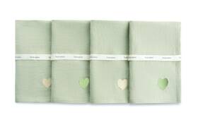 Noalumea 774882282969 100% Linen Napkins Set Of 4 Sage Green Cloth Dinner Embroid