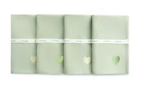 Noalumea 774882282969 100% Linen Napkins Set Of 4 Sage Green Cloth Dinner Embroid