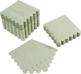 Nobrand 864155775790 5x5 Inch 2-ply Scalloped Cocktail Napkins 100 Pack Sage Green