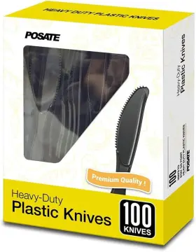 N24508bk Nobrand Heavy Duty Disposable Black Plastic Knives Pack Of 100 Party Supply