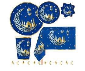 Noojami 36/151 18 Party Pack Ramadan Eid Mubarak Decor - 9 Inch Plate Set Star/moon 74pc