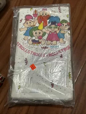 Norfin 076526450650 Vtg Trolls Plastic Backing Table Cloth Cover Party 96 Inch X54 Nip Old Stock