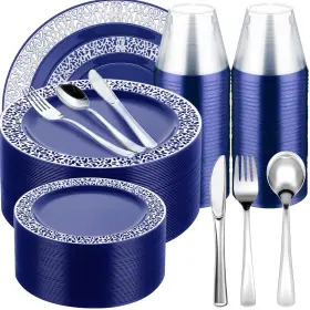 Norme-sfd158 Norme 300 Pieces Disposable Plastic Dinnerware Set 100 Plates 150 Knives Forks