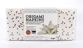 1782009 Now Designs New Origami 3-ply Set Of 12 Paper Napkins Black White Dots Folded