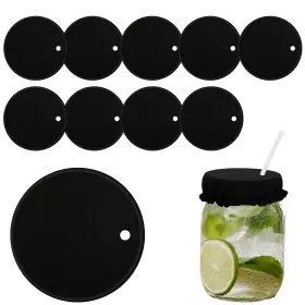 125608 Nqeuepn 10pcs Drink Cover Scrunchies Reusable As Shown In The Detail Picture Black