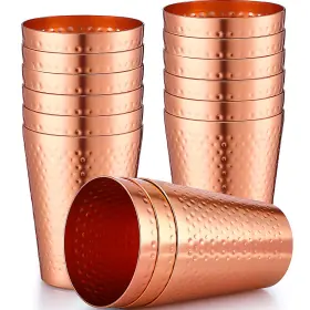 Ao-nuogo-0729 Nuogo 12 Pieces Aluminum Drink Cup Copper Water Tumblers 14 Oz Gold