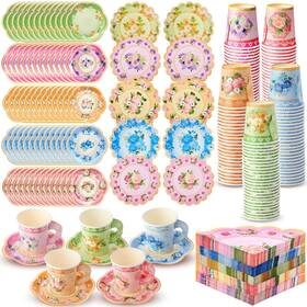 Nuogo Ao-nuogo-4093 300 Pcs Disposable Tea Party Supplies Vintage Floral Paper Cups With Hand