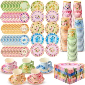 Ao-nuogo-4093 Nuogo 300 Pcs Disposable Tea Party Supplies Vintage Floral Paper Cups With Hand