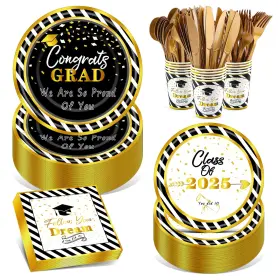 Nuolifee 765477701910 350pcs Graduation Paper Plates Set - Serve 50 With 9inch Dinner Plates7inch D