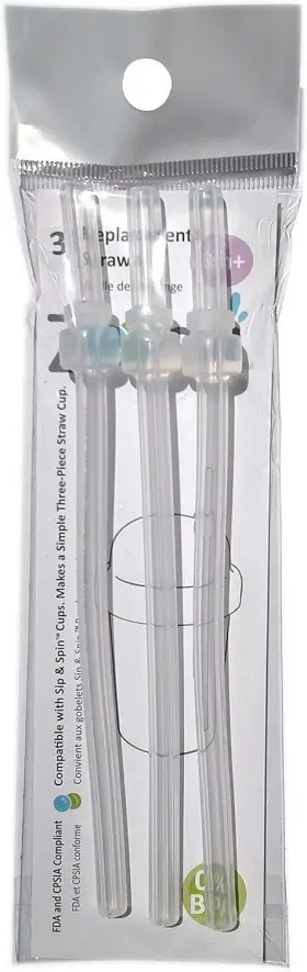 1434 Nuspin Kids Zoomi Replacement Straw Set 3 Straws Count Pack Of 1 Clear