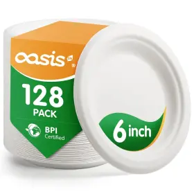 Gn-yp06 Oasissn - Compostable Paper Plates 6 Inch White