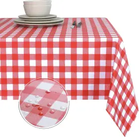 Obt-pvc-checkered-red5454 Obstal 100% Waterproof Pvc Table Cloth 54 Inch X Rectangular Red