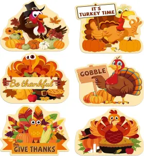 Mg0204 Obusatt Thanksgiving Placemats Set Of 6 Fall Large Red Orange Yellow