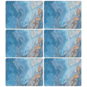 Mg0341 Obusatt Marble Placemats Set Of 6 Blue Marbles Plastic Table 17 X 12.5 Inch