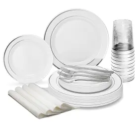 3306 Occasions Finest Plastic Tableware 3101/03x25 100 6000 Inch 200pcs Set 25 Guests -heavyweight Wedding Party Disposable Pla
