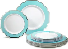 Occasions Finest Plastic Tableware 445032520509 Inch 50 Plates Pack 25 Guests -heavyweight Wedding Party Disposable Pl