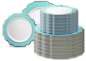 Occasions Finest Plastic Tableware 679231592624 Inch 240 Plates Pack 120 Guests Heavyweight Wedding Party Disposab