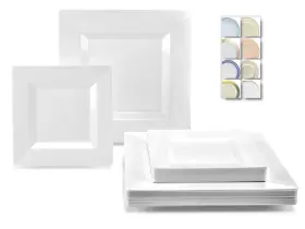 Occasions Finest Plastic Tableware 688948655225 Inch 240 Plates Pack 120 Guests Wedding Party Square Disposable Pl