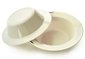Occasions Finest Plastic Tableware 688948655416 120 Heavyweight Disposable Ice Cream Bowls 6 Oz Ivory And Gold Rim Party Use