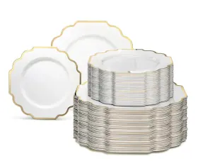 Occasions Finest Plastic Tableware 688948658158 Inch 120 Plates Pack 60 Guests Heavyweight Wedding Party Disposable